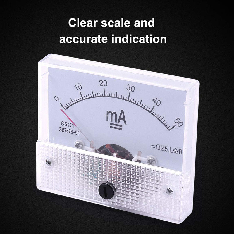 ATOPLEE 1pc DC 0-50mA 85C1 Amperemeter Analog AMP Current Panel Meter Ammeter Gauge