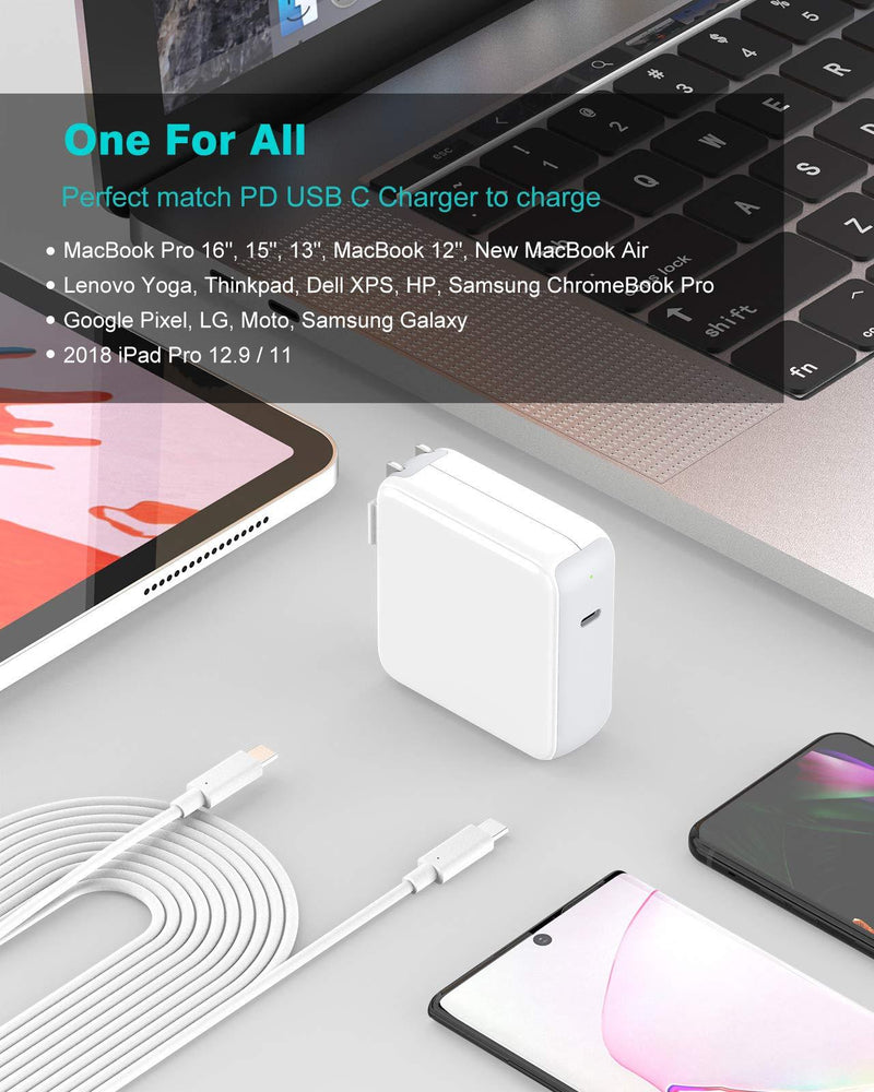 100W/5A USB C to C Charging Cable, Cord Compatible with MacBook Pro 16, 15, 13 inch, New Air 2020/2019/2018, USBC iPad Pro 12.9/11, Pixel 2/3/4 XL, USB C Charger, USB-IF Certified 6.6ft