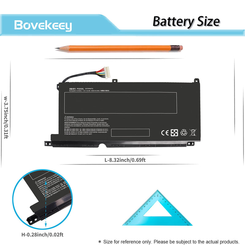 52.5Wh 11.55V PG03XL Battery I48495-005 For HP Pavilion Gaming 15-DK dk0020TX dk0125TX dk0132TX dk0133TX dk0135TX dk0138TX dk0139TX dk0209TX dk0230TX; 15-ec1011ns ec1012ns ec1206ng FPC52 PGO3XL