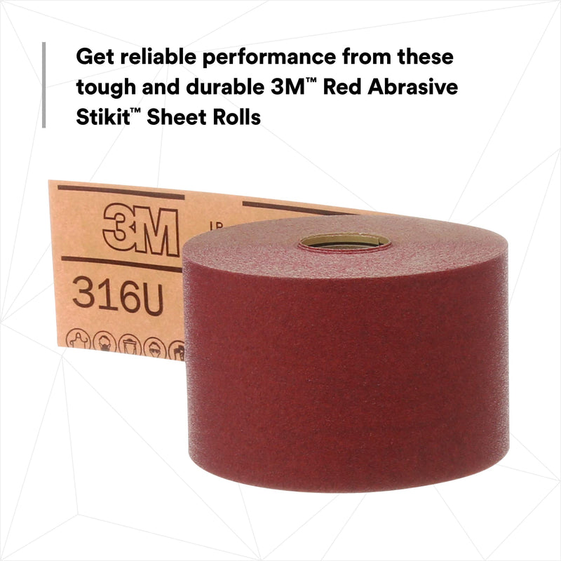 3M Red Abrasive Stikit Sheet Roll, 01687, P120, 2-3/4 in x 25 yd 1