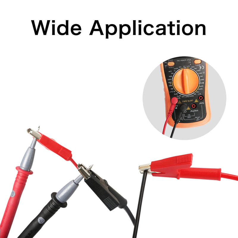 YACSEJAO Double Ended Alligator Clips, Test Jumper Wires Test Cable with Insulators Clips Test Copper Cable for Electrical Testing - Black & Red(1m/3.3ft)