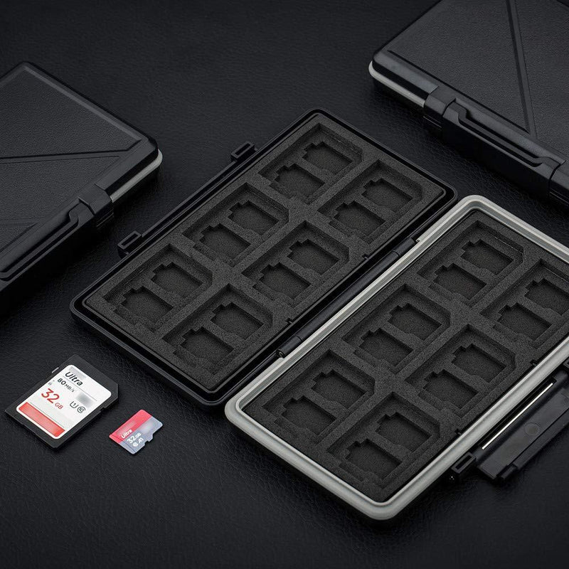 36 Slots Memory Card Case Water-Resistant Anti-Shock Memory Card Wallet for 24 Micro SD SDXC SDHC TF Cards and 12 SD SDXC SDHC Cards