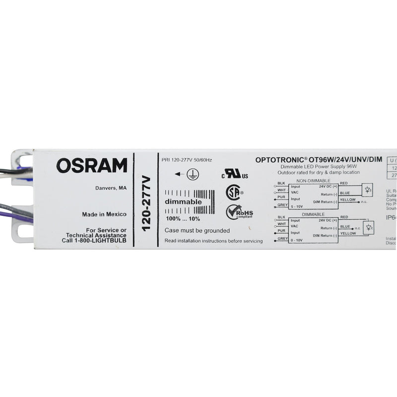 OSRAM Constant Voltage 96W 24Vdc Dimmable LED Power Supply, 1 Pack, White