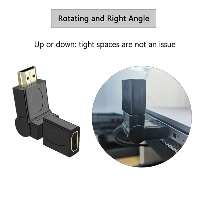 360 Degree Swivel Angle HDMI Adapter,90 180 270 Degree Angle Rotatable Extension Connector Adjustable Male to Female Adaptor for Full HD Support Including 720p-1080p,No Loss in Video/Audio Quality