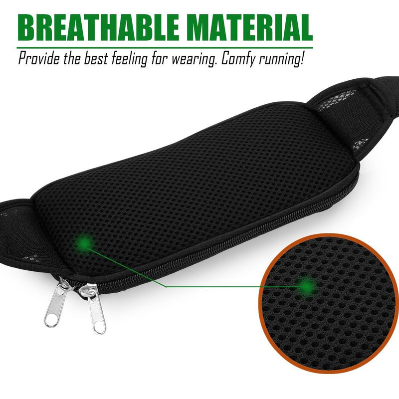 USHAKE Running Belt with Extender Belt, Bounce Free Pouch Bag, Fanny Pack Workout Belt Sports Waist Pack for Apple iPhone Samsung Note Galaxy in Running Walking Cycling-05BK