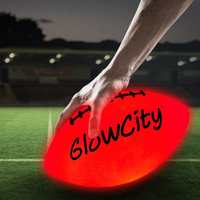 GlowCity Glow in The Dark Football - Light Up Balls for Kids, Teens and Adults - LED Lights and Pre-Installed Batteries Included - Official Size Footballs﻿