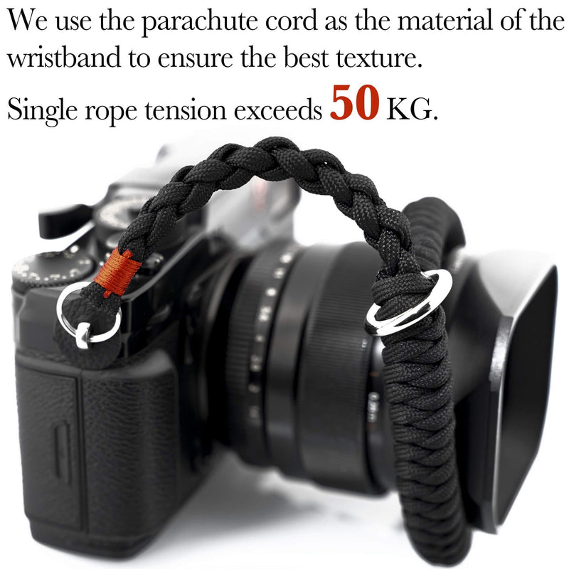 Camera Wrist Strap (Black) Paracord Camera Hand Strap Black