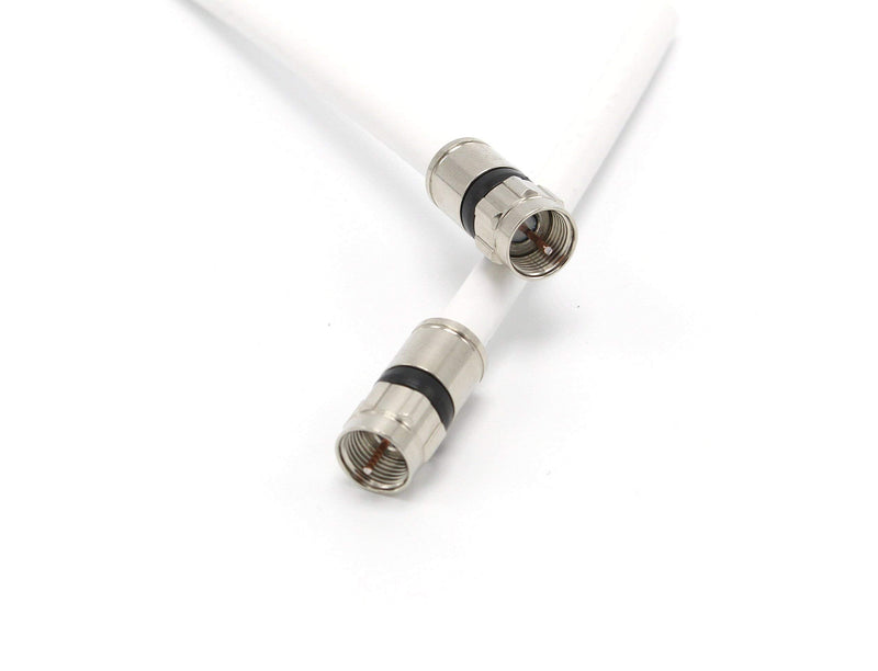 50' Feet, White RG6 Coaxial Cable (Coax Cable) with Connectors, F81 / RF, Digital Coax - AV, Cable TV, Antenna, and Satellite, CL2 Rated, 50 Foot