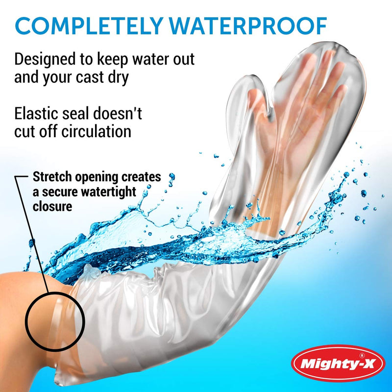 100% Waterproof Cast Cover Arm -【Watertight Seal】 - Reusable Adult Full Arm Cast Covers for Shower Elbow, Hand & Wrist - 2 Pack