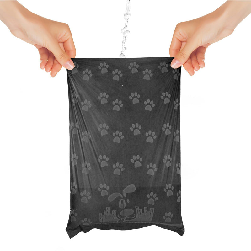 Downtown Pet Supply Dog Pet Waste Poop Bags with Leash Clip and Bag Dispenser - 180, 220, 500, 700, 880, 960, 2200 Bags 180 Bags Black with Paw Prints
