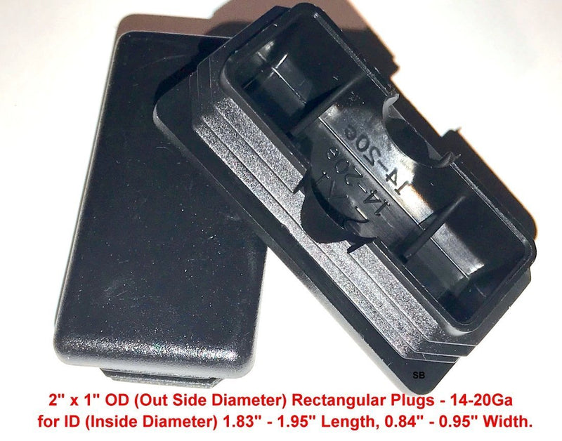 SBDs (Pack of 10) 2" x 1" Rectangular (14-20 Ga) Tubing Plastic Finishing Plug End Cap Insert (for ID L 1.83"-1.93", W 0.84"-0.93") 1 x 2 Inch Fence Post Finishing Inserts.
