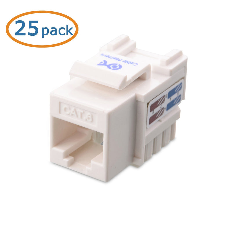 Cable Matters UL Listed 25-Pack RJ45 Keystone Jack in White and Keystone Punch-Down Stand