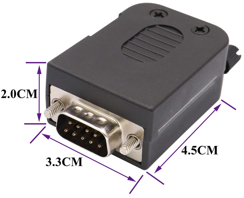 AAOTOKK DB9 Screw Terminal Block Adapter D-SUB 9-pin RS232 Male to 9+1 Pin/Way Female Serial Terminal Breakout Board Connector Signal Module with case (2Pcak/Male)
