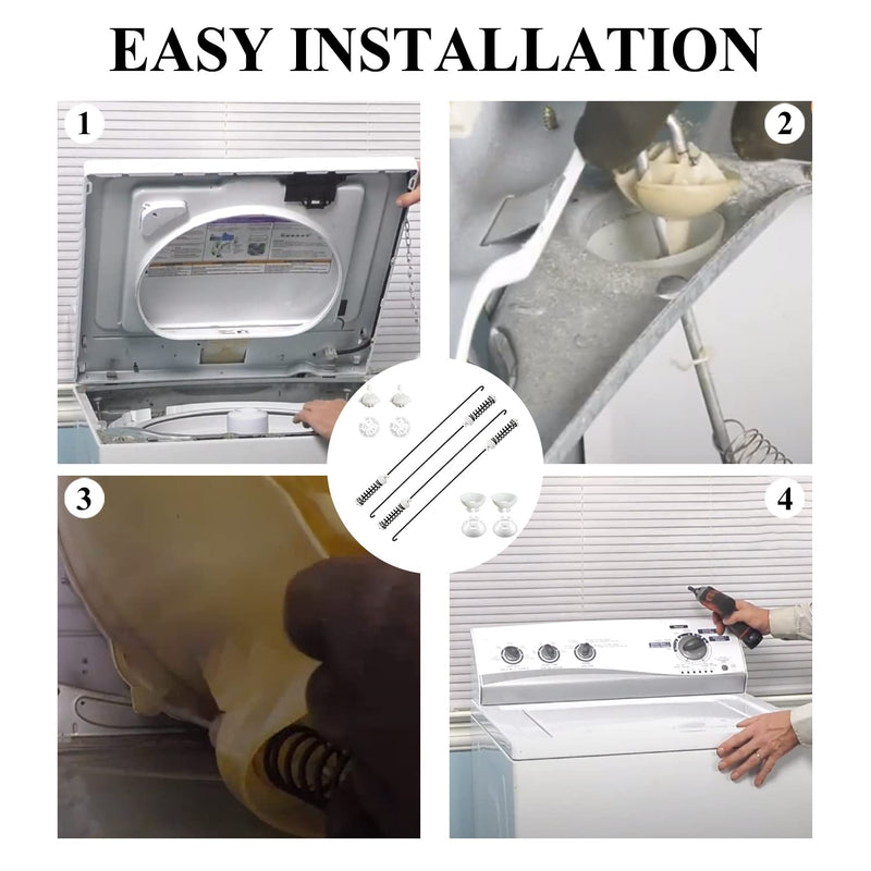 Funmit Updated W10780048 Washer Suspension Rod Kit - Compatible with Whirlpool Kenmore Amana Maytag Washing Machine - Length in 23.6" (Package Includes 4 Suspension Rods and Ball Cups)
