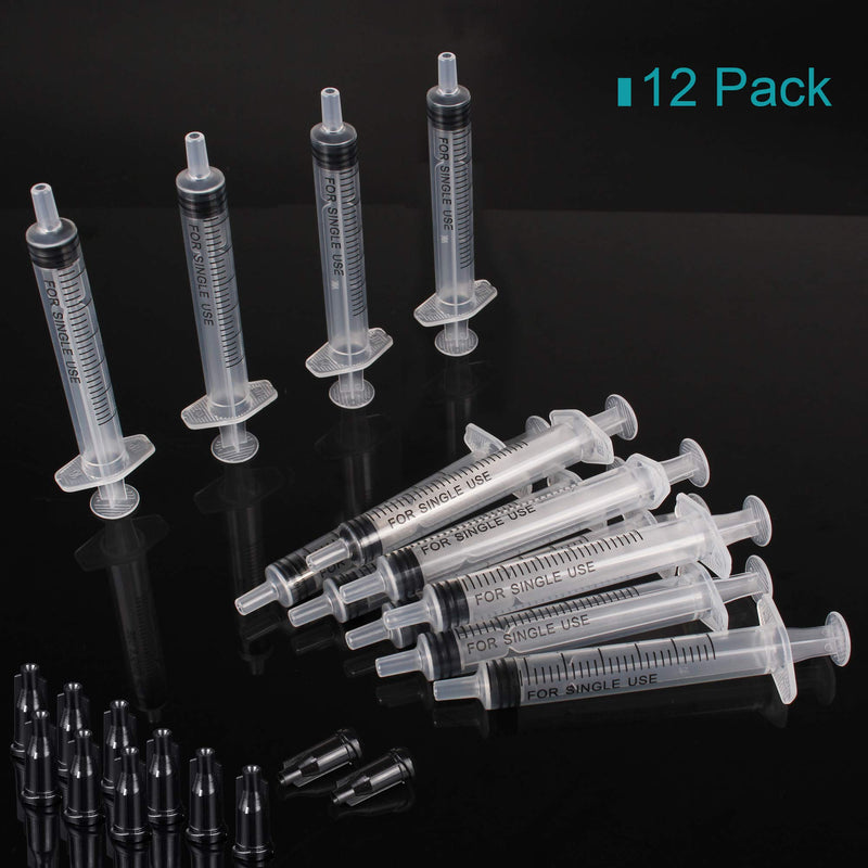 12 Pack - 3ml Plastic Syringes - Separate Sterile Packaging Small Syringe Without Needle for Plant Hydroponic Liquid Measurement Pets Feeding Tools (12Pcs 3ML/CC)