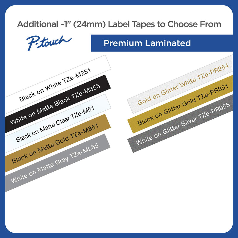 Brother TZEPR955 P-touch TZe-PR955 White Print on Premium Glitter Silver Laminated Tape 24mm (0.94") wide x 8m (26.2') long