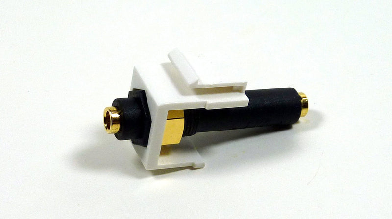 3.5mm Keystone Snap-in Stereo Jack White Female in-line Modular Coupler for Wall Plate; 45-774