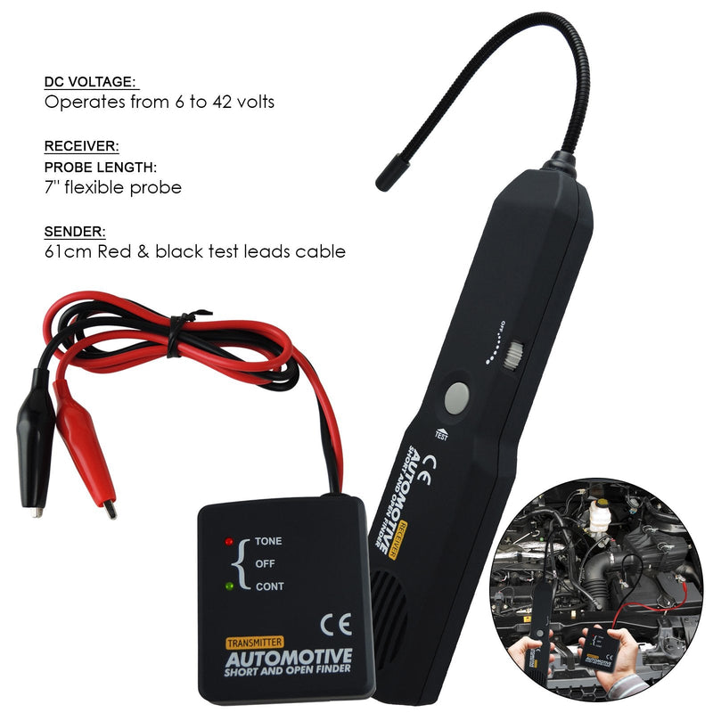 Automotive Circuit Tester Tracer Wire Short Circuit Finder DC 6-42V Circuit Breaker Tracker Short and Open Finder Detector Probe Car Diagnostic Tools