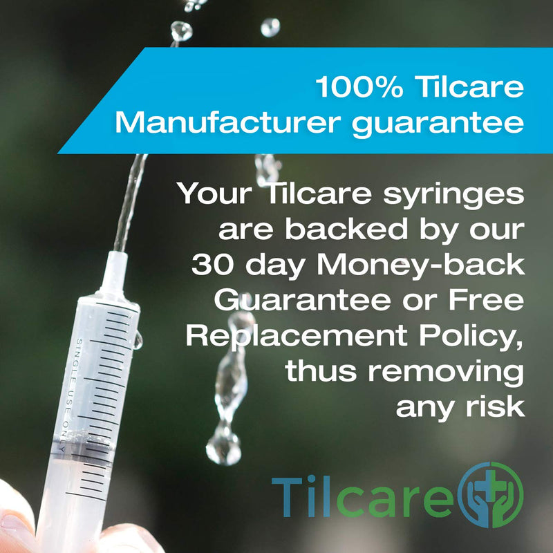 3ml Syringe Without Needle Luer Slip 100 Pack by Tilcare - Sterile Plastic Medicine Droppers for Children, Pets or Adults – Latex-Free Oral Medication Dispenser - Syringes for Glue and Epoxy