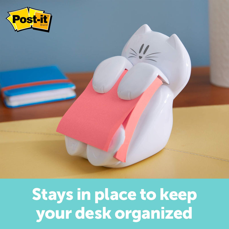 Post-it Pop-up Note Dispenser, Cat design, 3x3 in, 1 Dispenser/Pack (CAT-330) , White