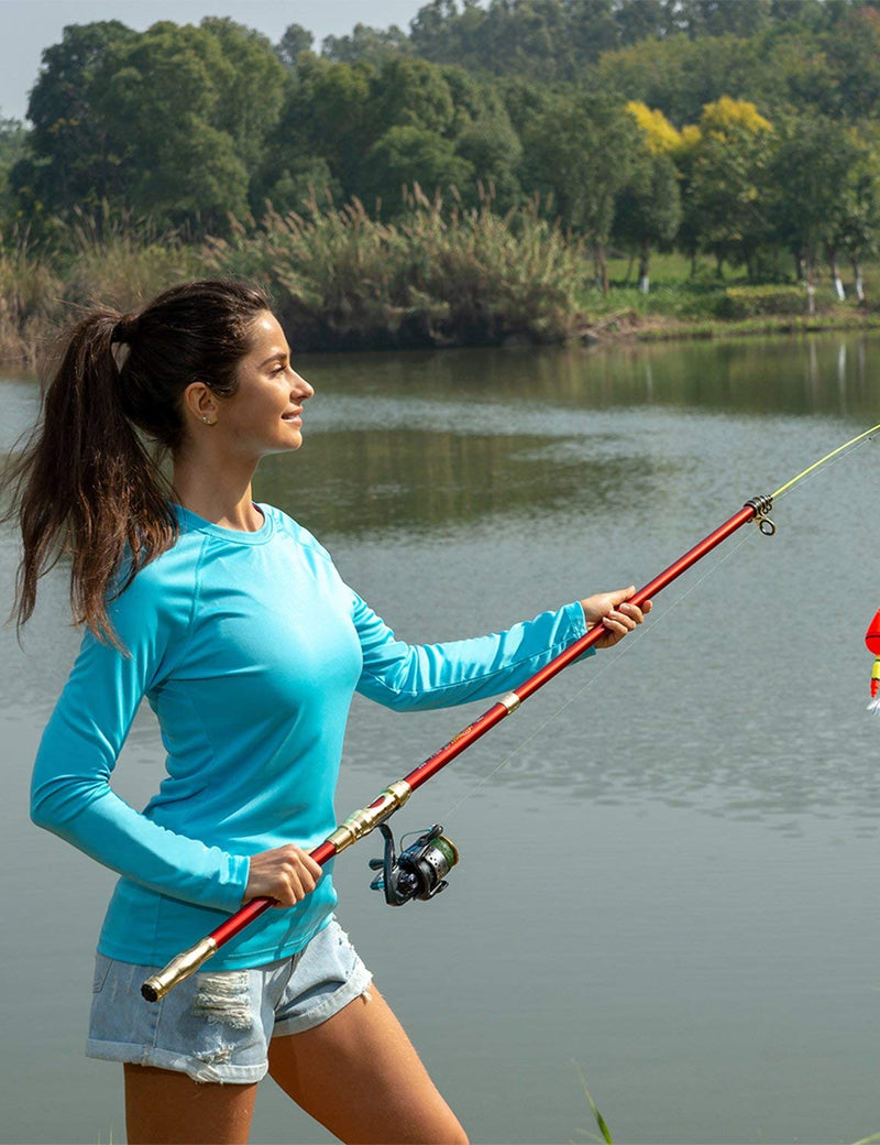 BALEAF Women's Long Sleeve Shirts UPF 50+ Sun Protection SPF Quick Dry Lightweight T-Shirt Outdoor Hiking Runing Fishing A01-blue X-Small