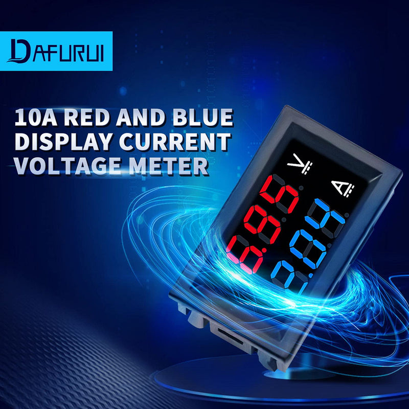 DaFuRui 2Pack 0.56 Inch Mini Digital Voltmeter DC 100V 10A Blue Red LED Amp Dual Digital Display Volt Meter Gauge Car Current Monitor Tester with Connect Wires