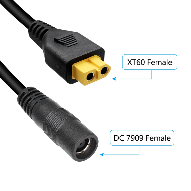 RIIEYOCA XT60 to DC 8mm Connector Adapter,XT60 Female to DC 7.9mm x 0.9mm Female 14AWG Power Cable,for Portable Power Station Solar Generator Solar Panel(1M/3Ft) DC 7909 Female to XT60 Female