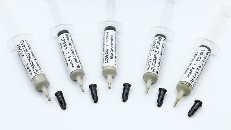 TechDiamondTools Set of 5 Diamond Compound Polishing Paste 1200 1500 2000 3000 4000 Grit for Marble Glass Metal Rock Jewelry Resin Silver Gemstone with High Concentration of Diamond Powder USA Made 4000 3000 2000 1500 1200 grit