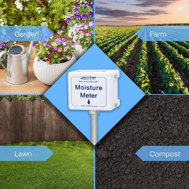 REOTEMP Garden and Compost Moisture Meter (15 Inch Stem), Garden Tool Ideal for Soil, Plant, Farm and Lawn Moisture Testing 15 Inch Stem