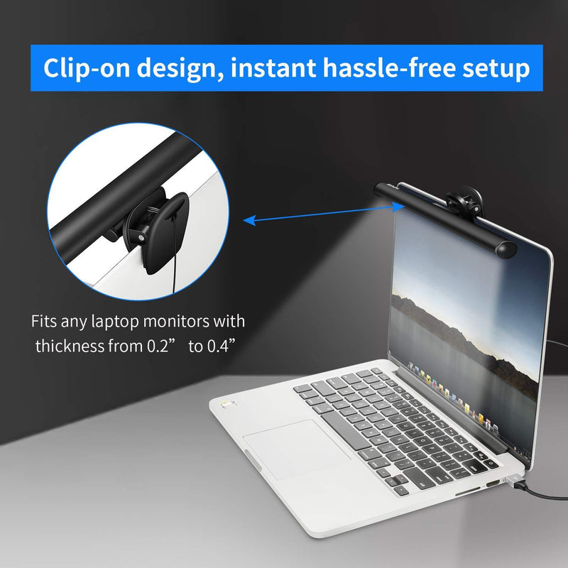 HIOUME Laptop Monitor Light Bar, USB e-Reading LED Task Lamp, 3 Adjustable Color Temperature, 10 Dimming Brightness Levels, No Screen Glare, Space Saving, Eye Health Care, Portable for Travel