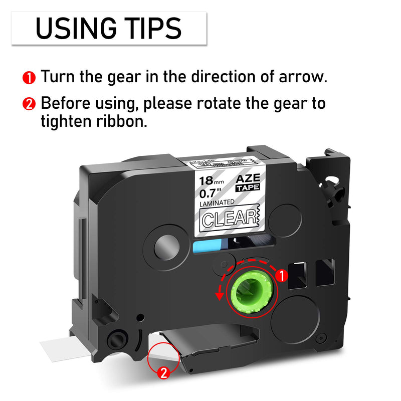 GREENCYCLE 2 Pack White on Clear Laminated Label Tape Compatible for Brother AZE 145 TZe145 TZ145 18mm 3/4 inch x 26.2 ft Labeling Replacement for P-Touch PT-P700 PT-D600 PT-D400 Label Maker 3/4" (18mm) width x 26.2 feet (8m) length