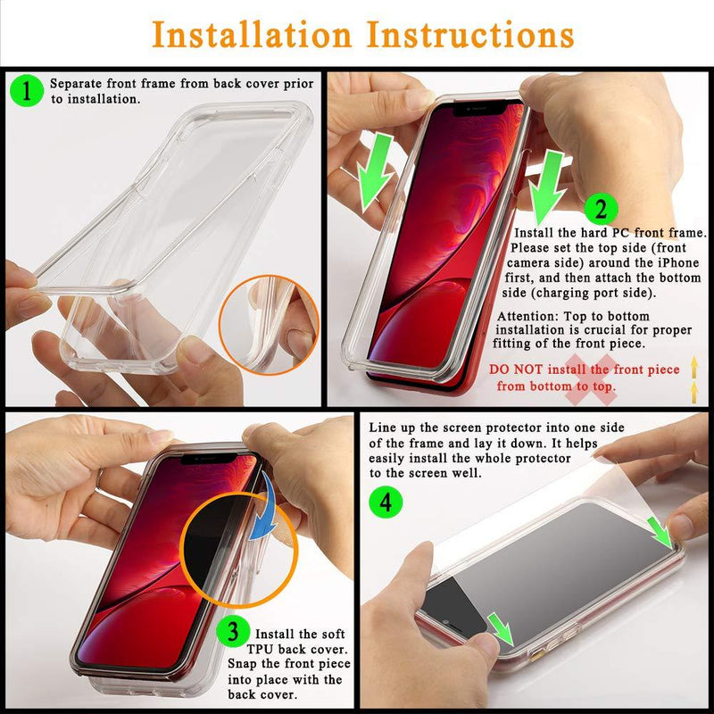 COOLQO Compatible for iPhone 12 /iPhone 12 Pro Case 6.1 Inch, with [2 x Tempered Glass Screen Protector] Clear 360 Full Body Silicone Protective Shockproof for iPhone 12/12 Pro Cases Phone Cover