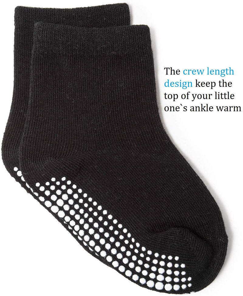 Zaples Grip Crew Socks with Non Slip/Anti Skid Soles for Baby Infants Toddlers Kids Boys Girls Assorted 12 Pack 4-7 Years