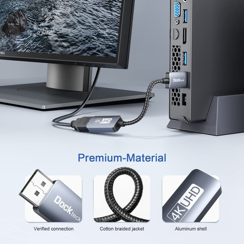 Active DisplayPort to HDMI Adapter, Dockteck 4K 60Hz DP to HDMI Converter, Uni-Directional Male DP 1.4 to HDMI Female for Monitor, HDTV, Projector, Desktop, Laptop(Dell ThinkPad Lenovo GTX etc.)