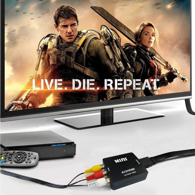RCA to HDMI,AV to HDMI Converter,ABLEWE 1080P Mini RCA Composite CVBS Video Audio Converter Adapter Supporting PAL/NTSC for TV/PC/ PS3/ STB/Xbox VHS/VCR/Blue-Ray DVD Players Black