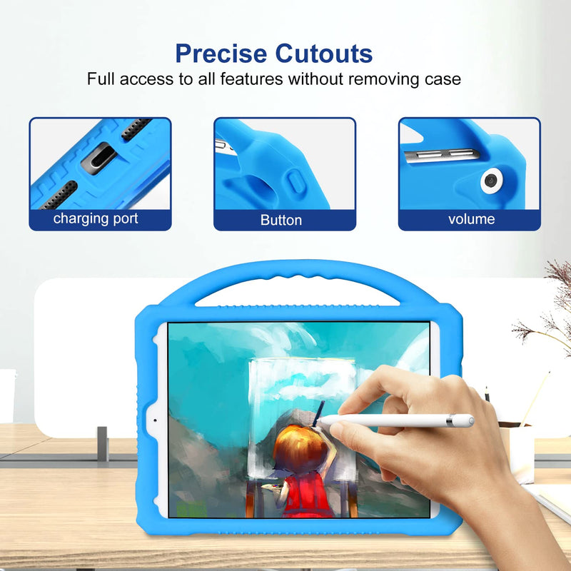 JOGUIIA iPad 9th 8th 7th Generation Case, Silicone Kids Case for iPad 10.2 2021/2020/2019, Shockproof Case with Handle Stand for New Apple iPad 10.2 inch Model(Light Blue) Light Blue
