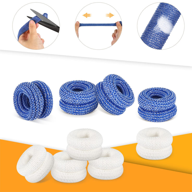 20 Pack First Aid Tublar Bandage Finger Roll Tubular Bandage Dressings Finger Bandage Tubular Finger Dressings Finger Cots Buddies Blue White Bandages for Finger Sprains and Swelling 15 x 600mm