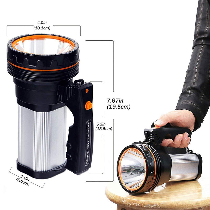 CSNDICE 35W Rechargeable Handheld Flashlights- High Lumens Spotlight 9000 Lumens, IPX45 Waterproof Rechargeable Spotlight USB Output 6600mAh, Can be Used for Home and Outdoor use Silver
