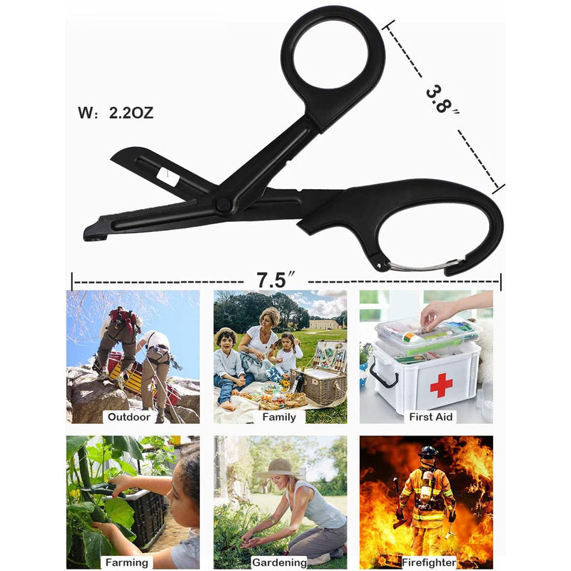 Medical Bandage Scissors, Pack of 2 Medical Scissors, EMT and Trauma Scissors, Stainless Steel Bandage Scissors 15cm Bent Stealth Black for Nurses, Medical Students, Emergency Room Black+Green