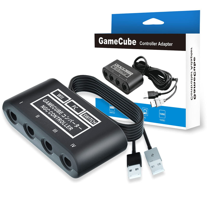 pdobq Adapter Comaptible Gamecube Controller Adapter for Switch / PC / Wii U. Super Smash Bros Gamecube Adapter. No Driver Need and Easy to Set Up. 4 in 1 Game Cube Adapter