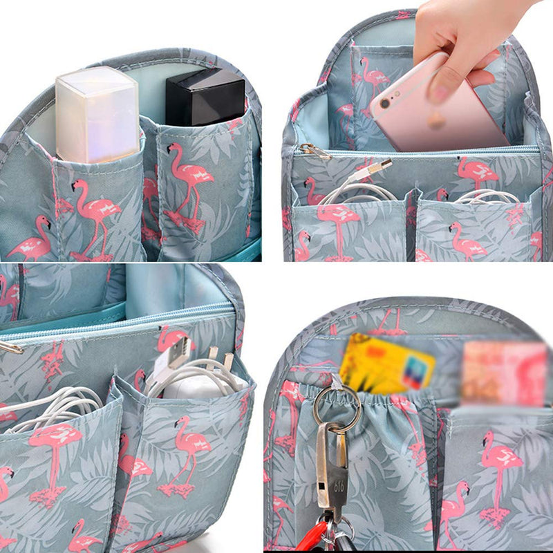 HOYOFO Mini Backpack Organizer Insert Small Bag Divider for Rucksack Purse Lightweight Nylon Shoulder Bag Organizer Insert, Flamingo Blue Flamingo