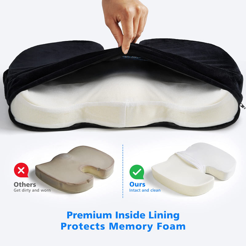 WAOAW Seat Cushion, Office Chair Cushions Butt Pillow for Long Sitting, Memory Foam Chair Pad for Back, Coccyx, Tailbone Pain Relief