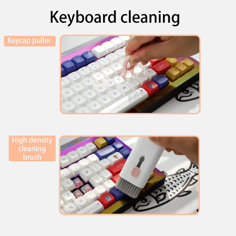 7 in 1 Electronic Cleaner kit - Keyboard Cleaner, Keyboard Cleaning Kit, Laptop Cleaner with Brush, Electronic Cleaner for Airpods pro/Laptop/Phone/Computer/Screen (Give Away a Flannel Cloth) Pink A-eight in one-pink