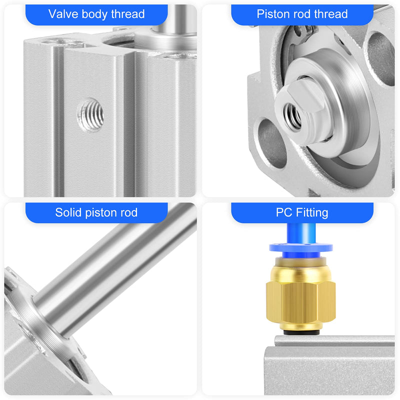 TAILONZ PNEUMATIC 20mm Bore 25mm Stroke Pneumatic Small Thin Cylinder Aluminum Pneumatic Air Cylinder SDA20-25 Bore:20mm Stroke:25MM