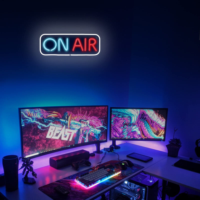 ON AIR Neon Sign LED Lights Signs Decorative Bright Night Light for Radio Television Video Podcast Party Wall Bedroom Club16''*6'' inch with 5V ON/OFF USB 2M Cable (Multi) Multi