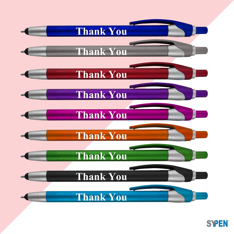 Thank You Greeting Gift Stylus Pens for Touchscreen Devices - 2 in 1 Combo Pen - for Employee Appreciation, Events and Parties, 50 Pack