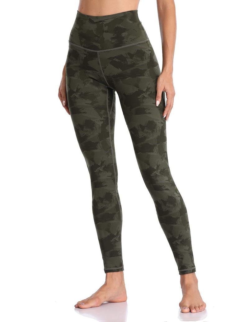 Colorfulkoala Women's High Waisted Pattern Leggings Full-length Yoga Pants Army Green Splinter Camo X-Small