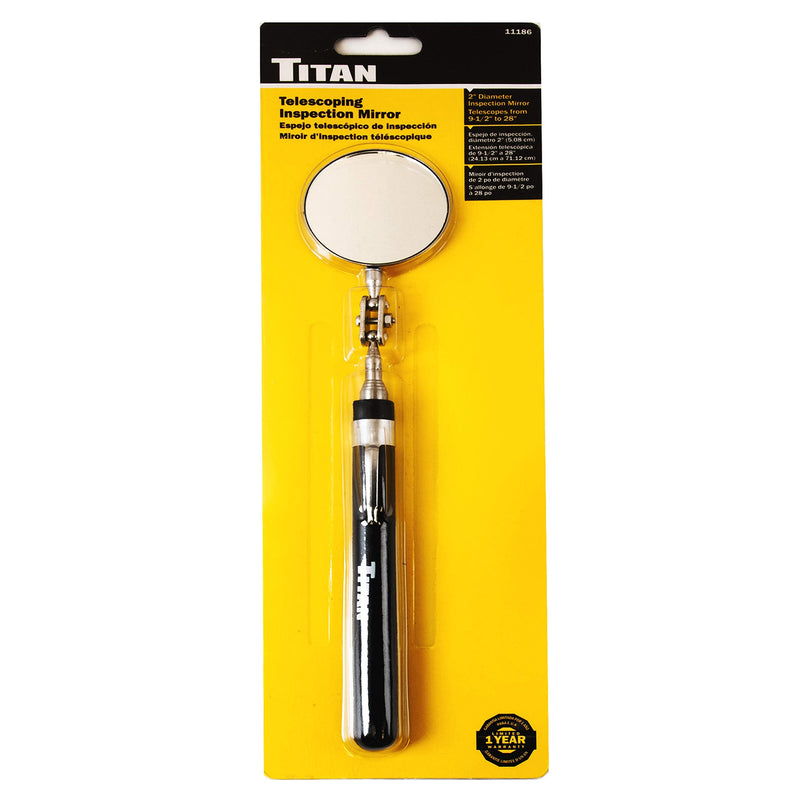 Titan 11186 Telescoping Inspection Mirror Round - Extends to 28-1/2"