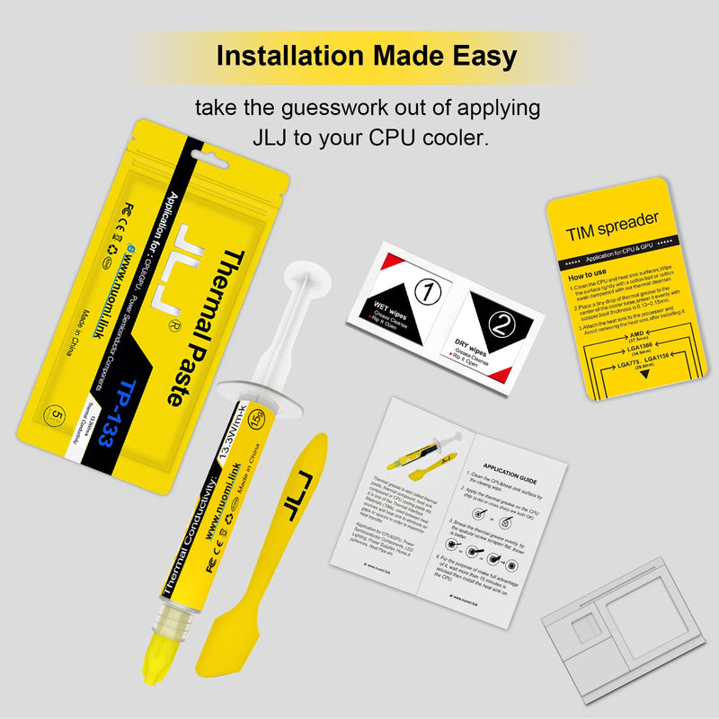 Thermal Paste, JLJ 1.5 Grams CPU Paste Thermal Compound Paste Heatsink for IC/Processor/CPU/All Coolers, Carbon Based High Performance, Thermal Interface Material, CPU Thermal Paste 1.5g