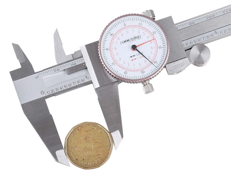 Accusize Industrial Tools 0-6''/0-150 mm by 0.001''/0.02 mm Inch/Metric Dual Needle Precision Dial Caliper Stainless Steel, P920-S236 0-6" / 0-150mm